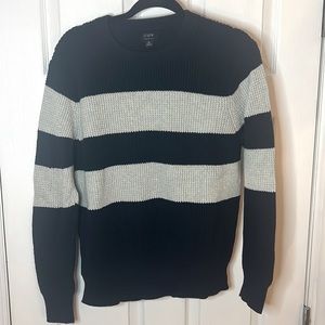 J Crew 100% cotton medium navy and grey crewneck sweater